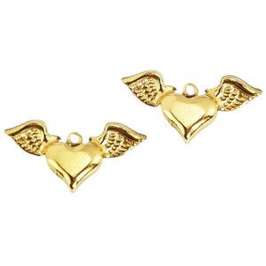 2Pcs Stainless Steel Winged Heart Charms For DIY Jewelry Making