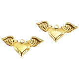 2Pcs Stainless Steel Winged Heart Charms For DIY Jewelry Making