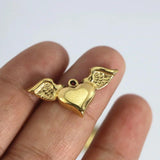 2Pcs Stainless Steel Winged Heart Charms For DIY Jewelry Making