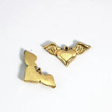 2Pcs Stainless Steel Winged Heart Charms For DIY Jewelry Making