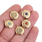 5pcs Stainless Steel Plated Boho Sun Flower Earring Charms