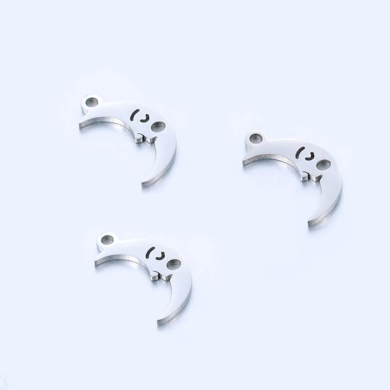 5Pcs Stainless Steel Moon Charms Pendant for Jewelry Making Diy