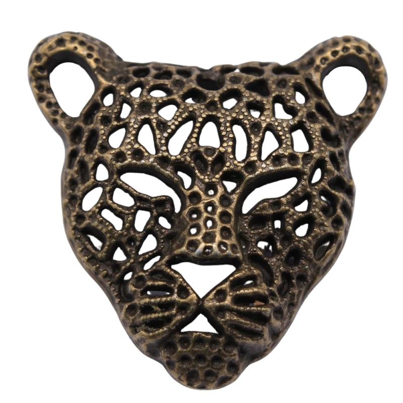 2pcs Leopard Head Charm Pendants for Jewelry Making 45x43mm