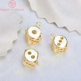 10PCS 11.5x15MM 24K Plated Brass Dice Charms Pendants
