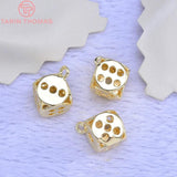 10PCS 11.5x15MM 24K Plated Brass Dice Charms Pendants