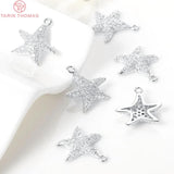 4PCS Starfish Charm Pendants Brass Zircon 14.5x15MM