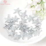4PCS Starfish Charm Pendants Brass Zircon 14.5x15MM