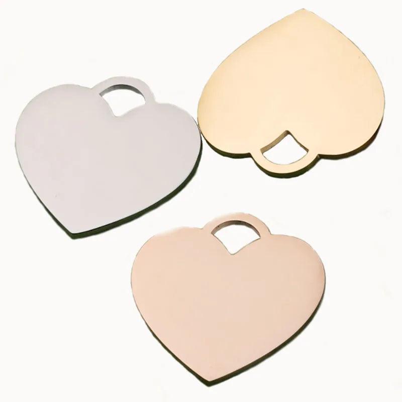 3Pcs Stainless Steel Hearts Charms Couple Pendants