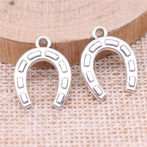 20pcs Horse Shoes Charms Pendant Antique Silver Plated Jewelry Making Findings
