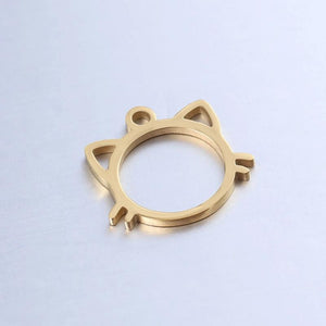 4Pcs Stainless Steel Cat Frame Charms for DIY Jewelry Making