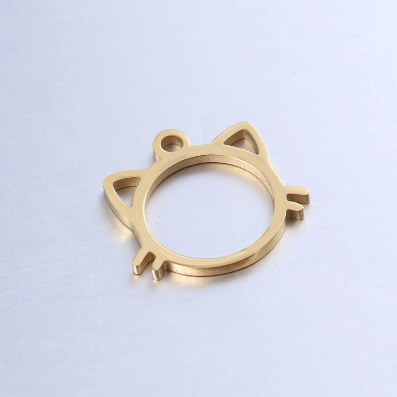 4Pcs Stainless Steel Cat Frame Charms for DIY Jewelry Making