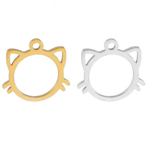 4Pcs Stainless Steel Cat Frame Charms for DIY Jewelry Making