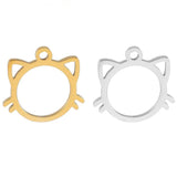 4Pcs Stainless Steel Cat Frame Charms for DIY Jewelry Making