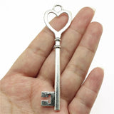 4pcs Antique Bronze Big Heart Key Pendant for Jewelry Making