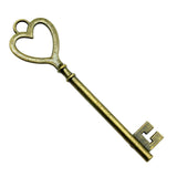 4pcs Antique Bronze Big Heart Key Pendant for Jewelry Making