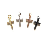 5pcs Small Cross Charm Pendants Cubic Zirconia Gold-Plated Jewelry