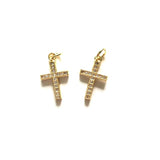 5pcs Small Cross Charm Pendants Cubic Zirconia Gold-Plated Jewelry