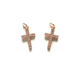 5pcs Small Cross Charm Pendants Cubic Zirconia Gold-Plated Jewelry