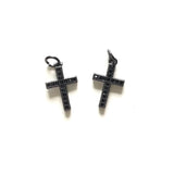 5pcs Small Cross Charm Pendants Cubic Zirconia Gold-Plated Jewelry