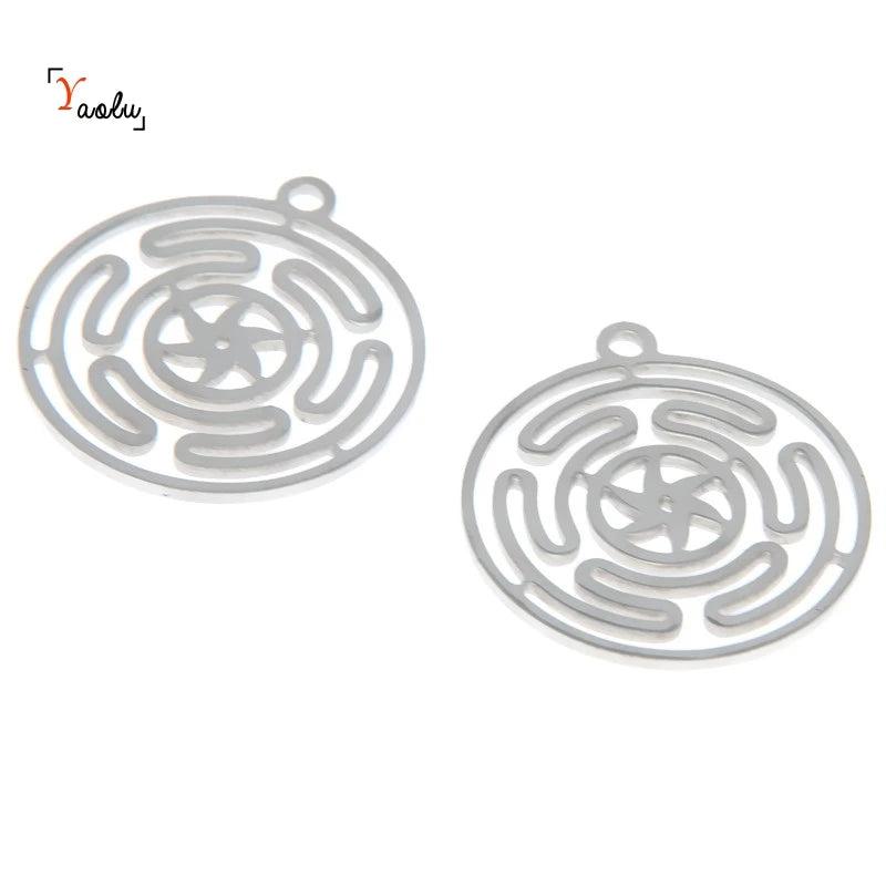 5pcs Wheel of Hecate Stainless Steel Charm Pendant 28x25mm