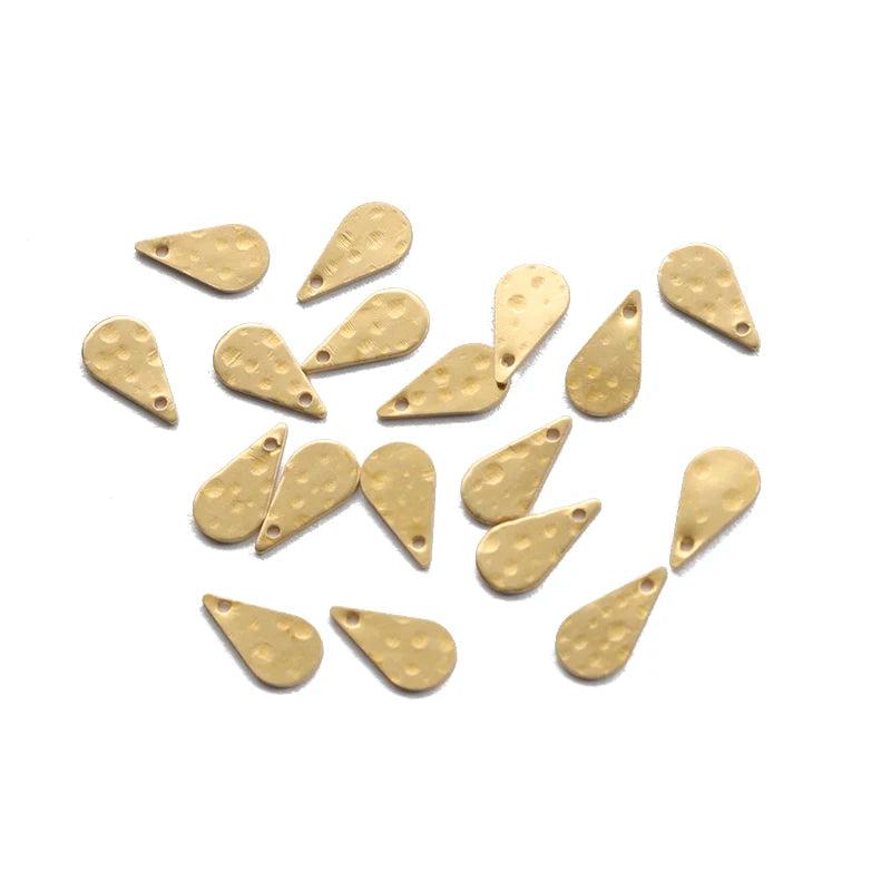 100Pcs Brass Hammered Teardrop Chain Pendant Charms DIY Jewelry Making