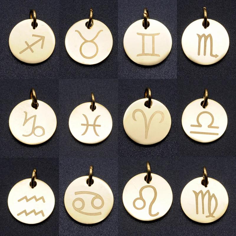 12 Zodiac Sign Charms Stainless Steel for Necklace DIY