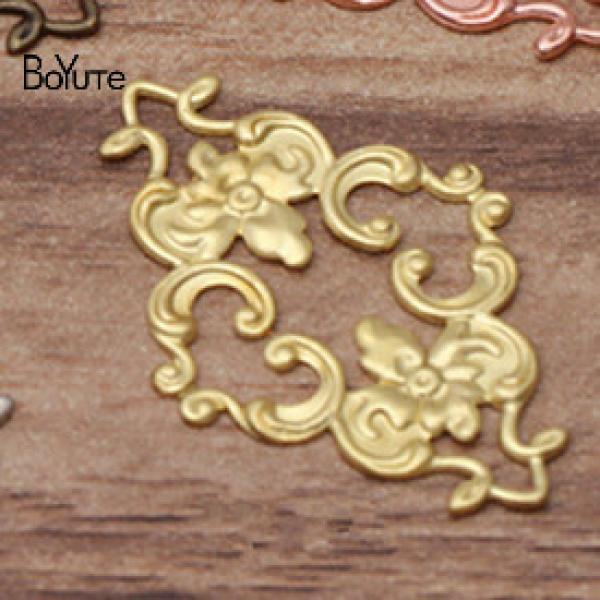 BoYuTe 23*36MM Metal Brass Filigree Plate Flower Charms (100 Pieces)