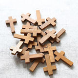 50pcs Natural Wooden Cross Charms for DIY Jewelry Making