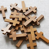 50pcs Natural Wooden Cross Charms for DIY Jewelry Making