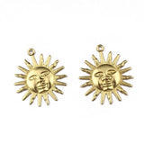 Brass Sun Face Charm Celestial Sun Pendant DIY Jewelry Making