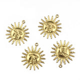 Brass Sun Face Charm Celestial Sun Pendant DIY Jewelry Making