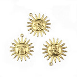 Brass Sun Face Charm Celestial Sun Pendant DIY Jewelry Making