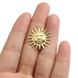 Brass Sun Face Charm Celestial Sun Pendant DIY Jewelry Making