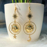 Brass Sun Face Charm Celestial Sun Pendant DIY Jewelry Making