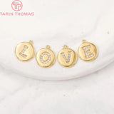 4PCS 10x10MM 24K Brass Zircon A-Z Letters Pendants DIY Jewelry Findings