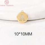 4PCS 10x10MM 24K Brass Zircon A-Z Letters Pendants DIY Jewelry Findings