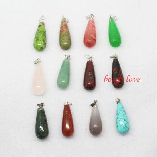 12pcs Natural Stone Charms Finding Pendants Mix Style (w02538) Aa