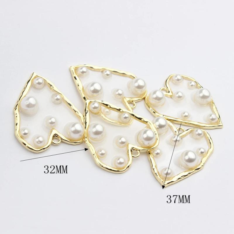 6pcs Heart Charms for Jewelry Making Bulk Nickel