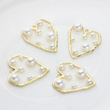 6pcs Heart Charms for Jewelry Making Bulk Nickel