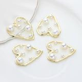 6pcs Heart Charms for Jewelry Making Bulk Nickel