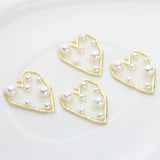 6pcs Heart Charms for Jewelry Making Bulk Nickel