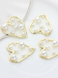 6pcs Heart Charms for Jewelry Making Bulk Nickel