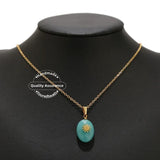 4pcs Natural Stone Oval Pendants Charms Stainless Steel Jade Turquoise Stone