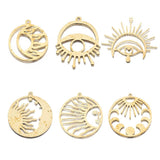 6Pcs Celestial Moon Sun Star Charms All Seeing Eye Pendant Diy