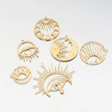 6Pcs Celestial Moon Sun Star Charms All Seeing Eye Pendant Diy