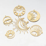 6Pcs Celestial Moon Sun Star Charms All Seeing Eye Pendant Diy