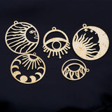 6Pcs Celestial Moon Sun Star Charms All Seeing Eye Pendant Diy