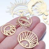 6Pcs Celestial Moon Sun Star Charms All Seeing Eye Pendant Diy