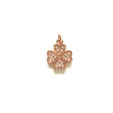 5pcs Clover Charm Pendants for Jewelry Making Gold-Plated Zirconia DIY