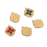 3pcs Boho Retro Zircon Leaf Charms Dangles Pendants DIY Jewelry Making